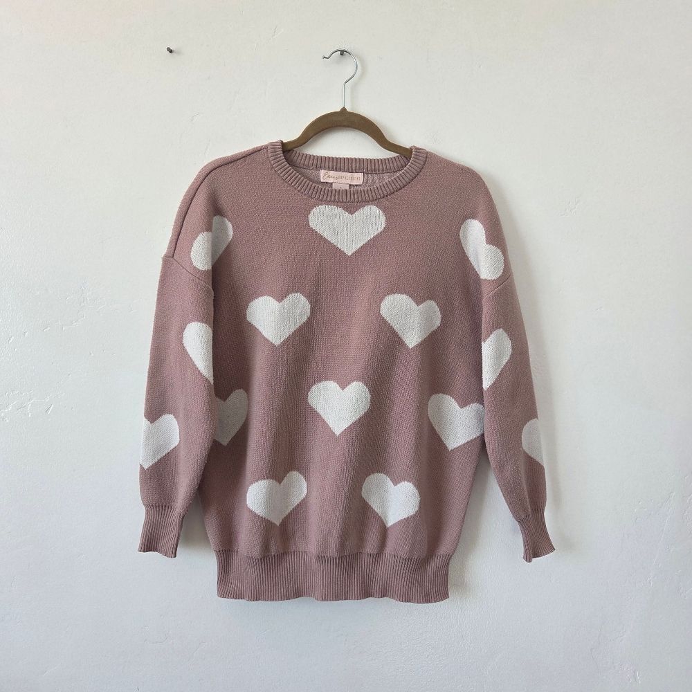 Emma's Expressions Maternity Sweater Pink Hearts Valentine's Day Thick Small